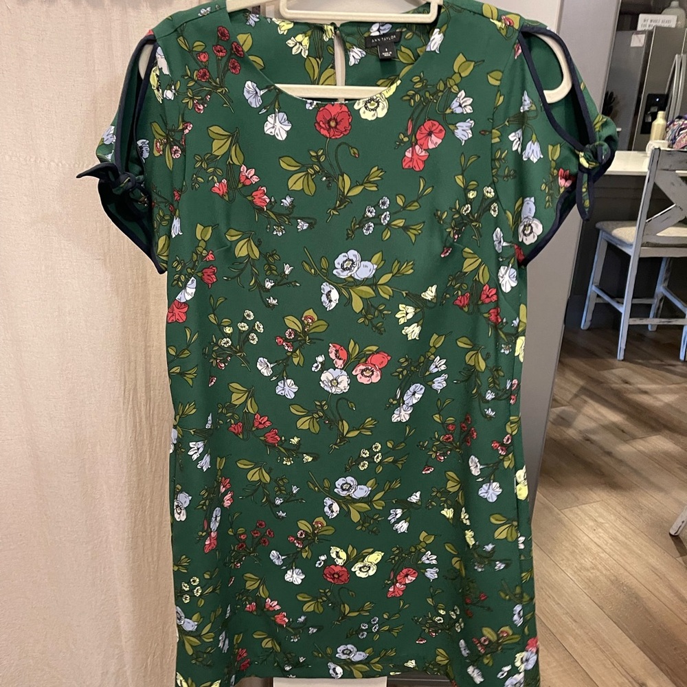 Size 8 Ann Taylor Green floral dress